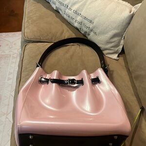 New Beijo Over the Moon Pink Black Purse Handbag Shoulder Bag Pocket Book